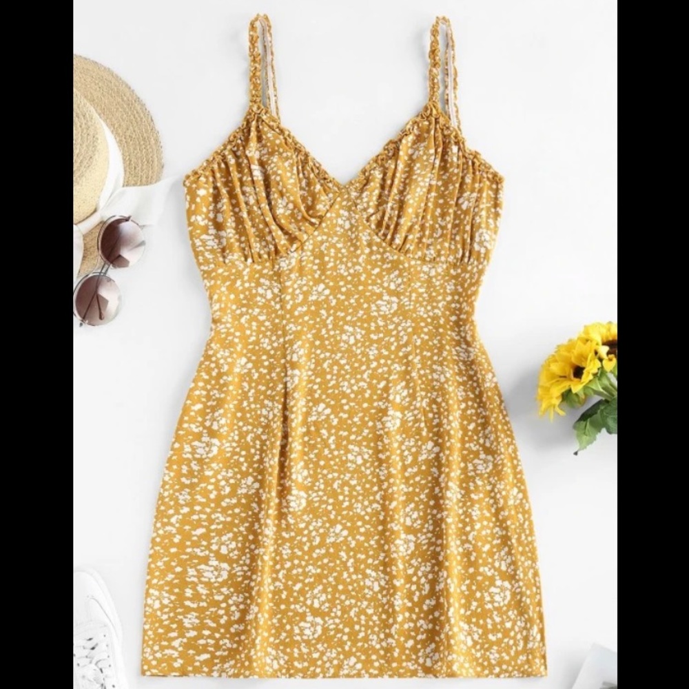 Mustard yellow mini dress